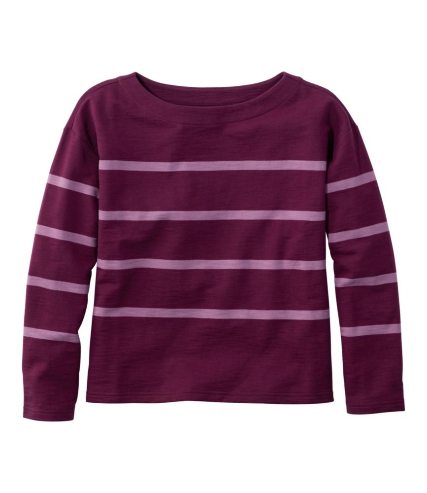 Women's Peaks Island Top, Relaxed Boatneck Long-Sleeve Stripe - US 0017