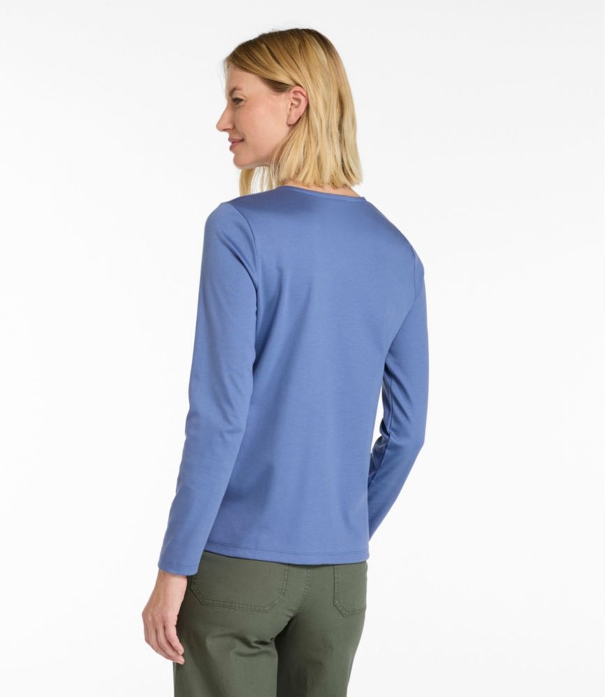 Women's Pima Cotton Tee, Long-Sleeve Crewneck Cardigan - US 7022