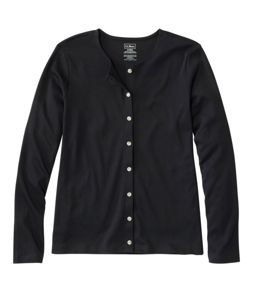 Women's Pima Cotton Tee, Long-Sleeve Crewneck Cardigan - US 6489