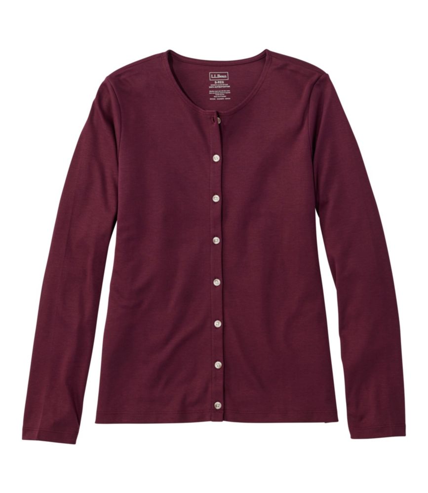 Women's Pima Cotton Tee, Long-Sleeve Crewneck Cardigan - US 0875