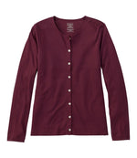 Women's Pima Cotton Tee, Long-Sleeve Crewneck Cardigan - US 0875