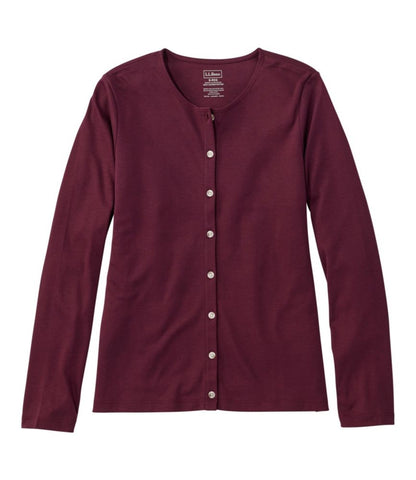 Women's Pima Cotton Tee, Long-Sleeve Crewneck Cardigan - US 0875