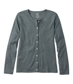 Women's Pima Cotton Tee, Long-Sleeve Crewneck Cardigan - US 0736