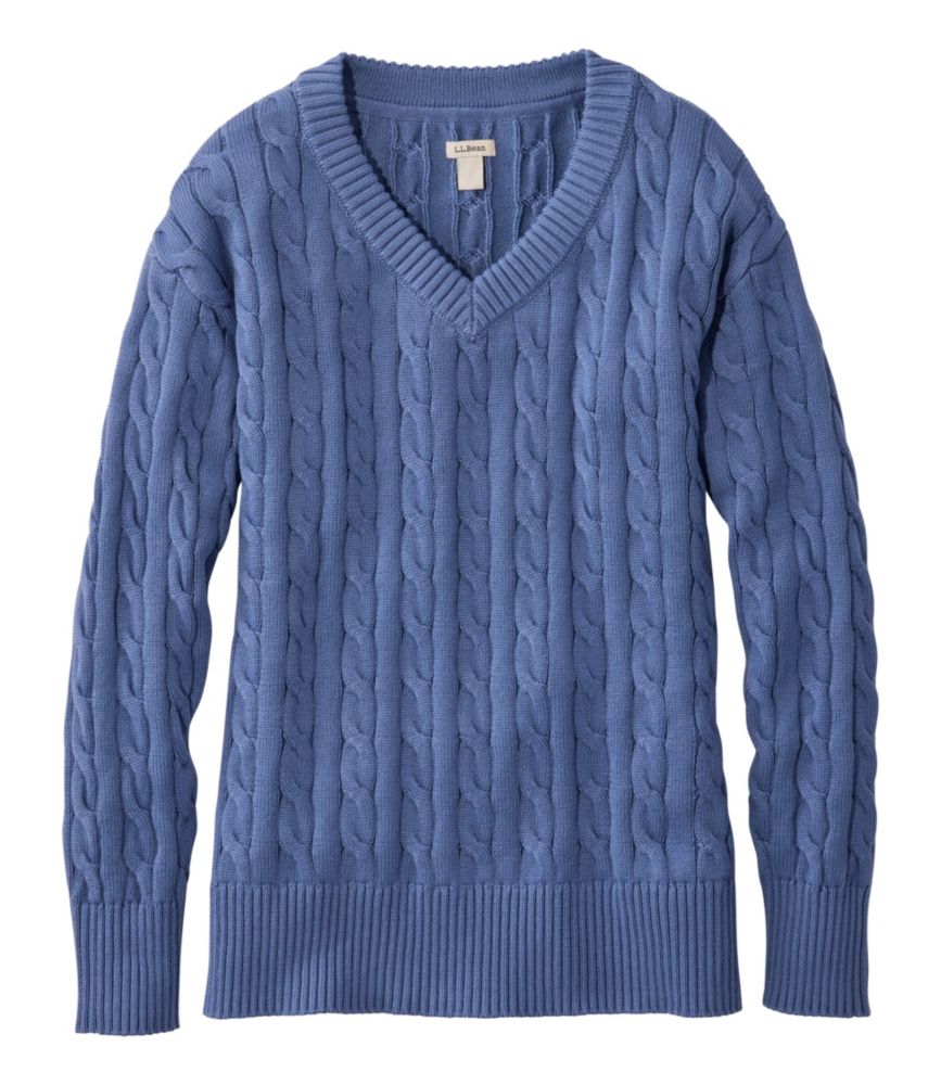 Women's The Original Double L® Sweater, Cable V-Neck - US 2642