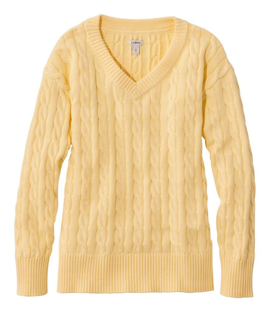 Women's The Original Double L® Sweater, Cable V-Neck - US 4190