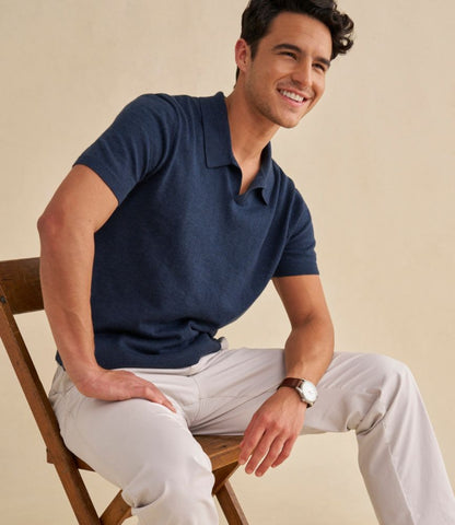 Men's All Seasons Cotton Blend Sweater, Short-Sleeve Polo - US 0567
