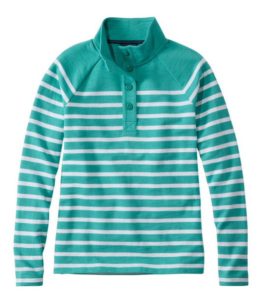 Women's Peaks Island Button Mockneck, Stripe - US 1769