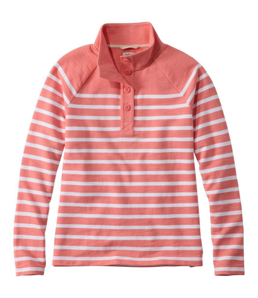 Women's Peaks Island Button Mockneck, Stripe - US 9436