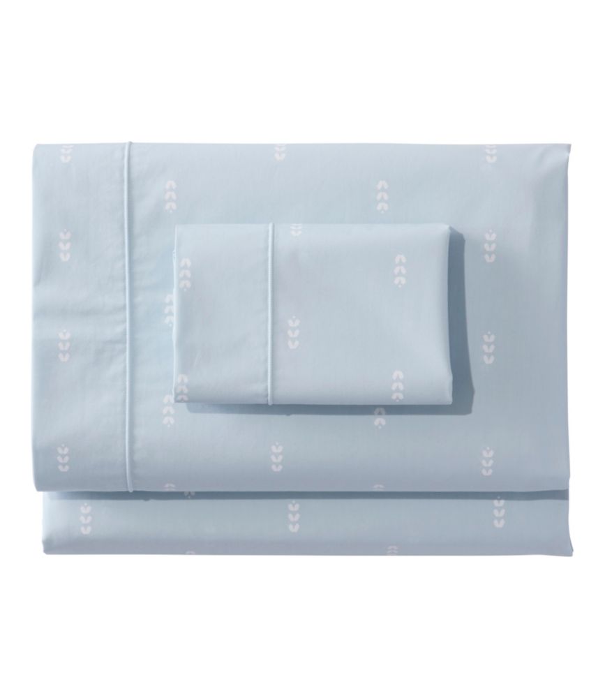 Sunwashed Percale Sheet Collection, Stamped Leaf Print - US 9891