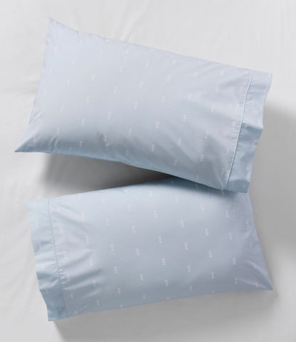 Sunwashed Percale Sheet Collection, Stamped Leaf Print - US 9891