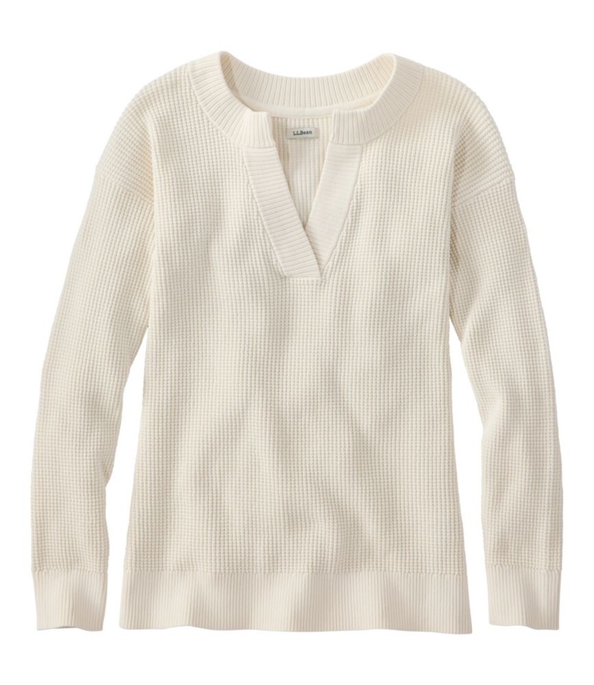 Women's Sunwashed Waffle Sweater, Splitneck - US 8402