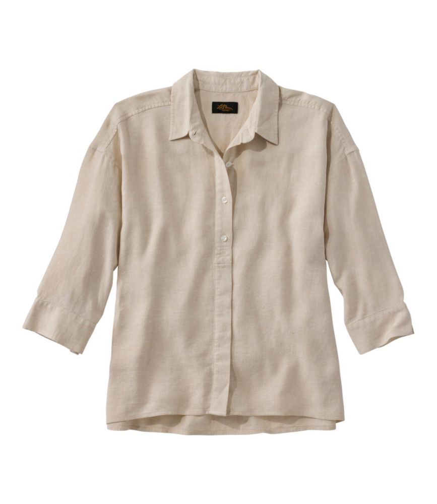 Women's Signature Linen-Blend Button-Front Shirt, Three-Quarter-Length Sleeve - US 1561