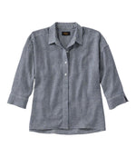 Women's Signature Linen-Blend Button-Front Shirt, Three-Quarter-Length Sleeve - US 4900