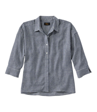 Women's Signature Linen-Blend Button-Front Shirt, Three-Quarter-Length Sleeve - US 4900