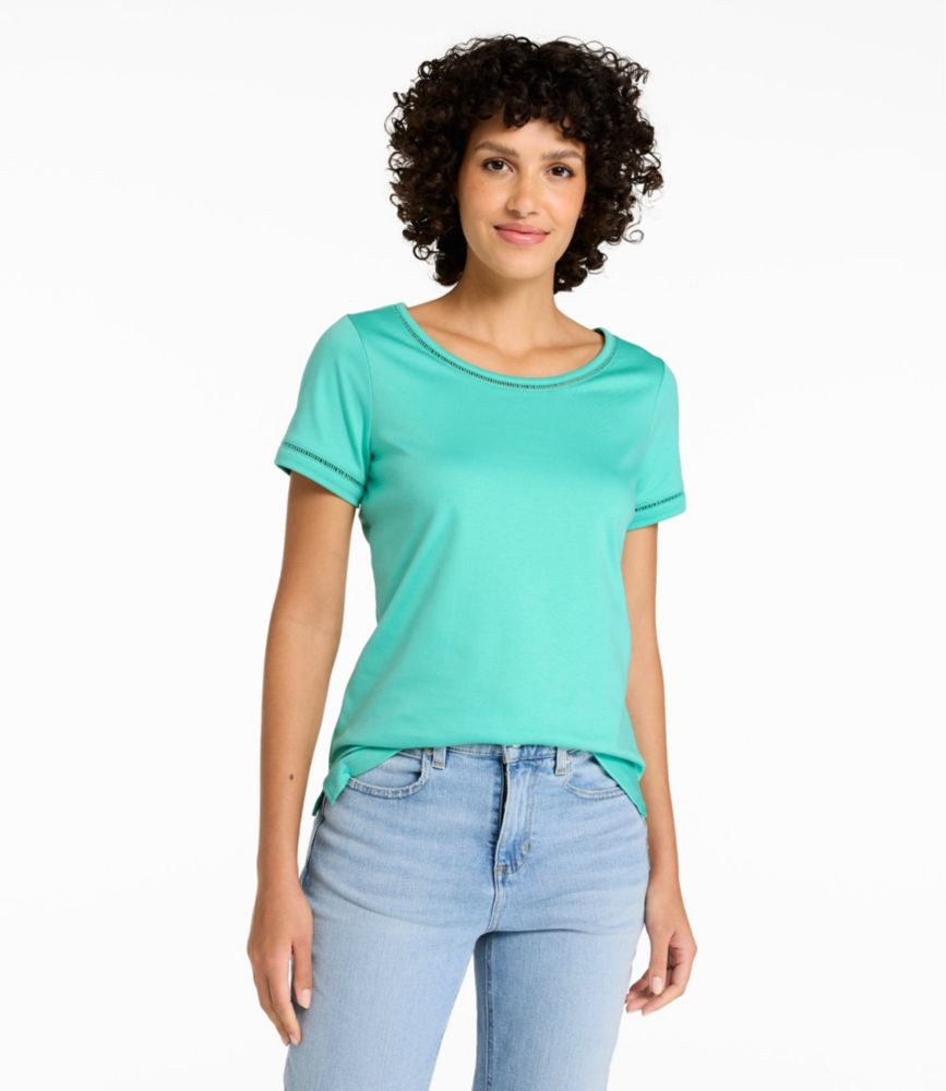 Women's Pima Cotton Tee, Short-Sleeve Jewelneck - US 4937