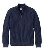 Men's Sunwashed Textured Cotton Sweater, Herringbone 1/4 Zip - US 1574