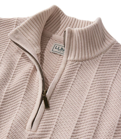 Men's Sunwashed Textured Cotton Sweater, Herringbone 1/4 Zip - US 2663