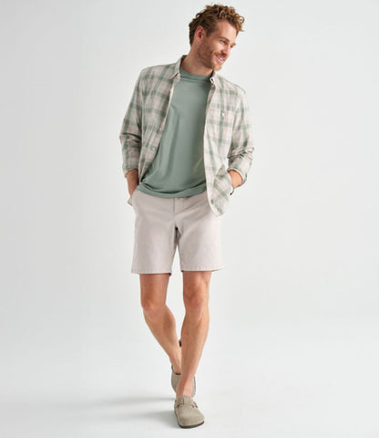 Men's Comfort Stretch Performance® Chambray Shirt, Long-Sleeve, Slightly Fitted Untucked Fit, Plaid - US 5967