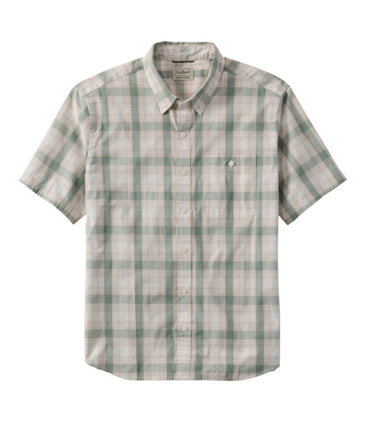 Men's Comfort Stretch Performance® Chambray Shirt, Short-Sleeve, Slightly Fitted Untucked Fit, Plaid - US 1823