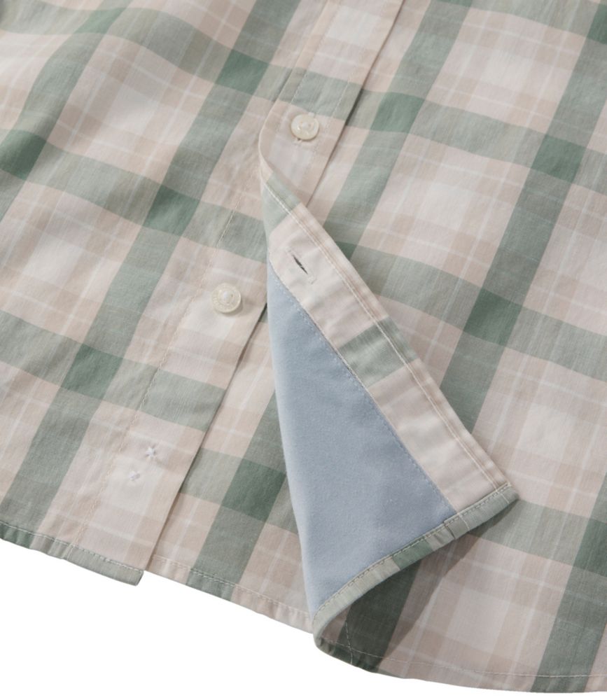 Men's Comfort Stretch Performance® Chambray Shirt, Short-Sleeve, Slightly Fitted Untucked Fit, Plaid - US 1823