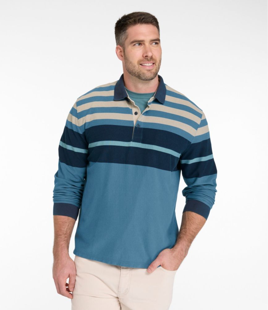 Men's Casco Bay Rugged Polo, Long-Sleeve, Stripe - US 9727