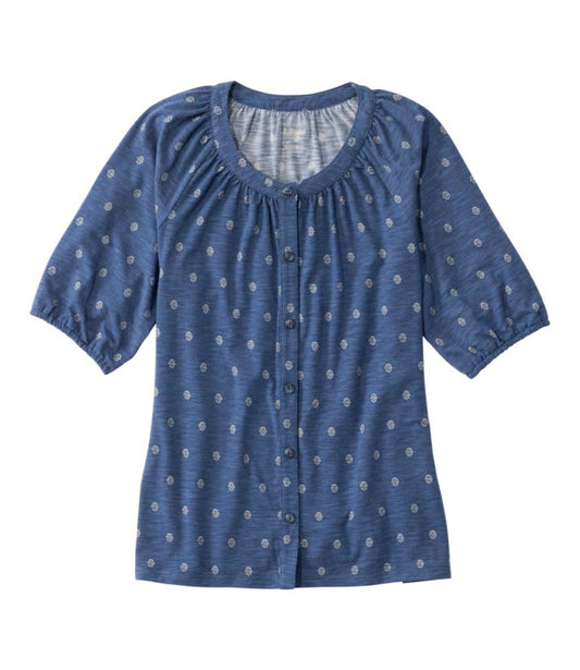 Women's Camden Hills Tee, Elbow-Sleeve Button-Front Shirt Print - US 5909