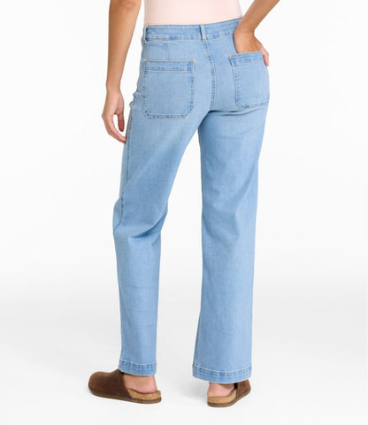 Women's L.L.Bean Go-Anywhere Jeans, Mid-Rise Patch Pocket Wide Straight-Leg - US 2375