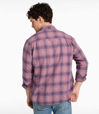 Men's Sunwashed Textured Shirt, Slightly Fitted, Plaid - US 4094