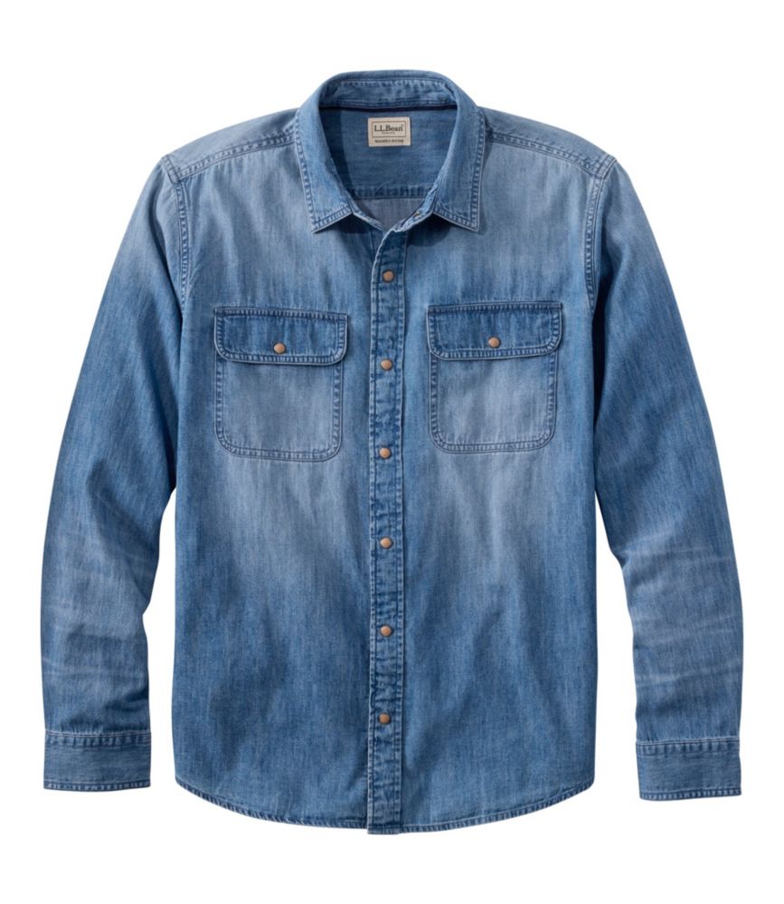 Men's Sunwashed Denim Shirt, Slightly Fitted Untucked Fit - US 7220