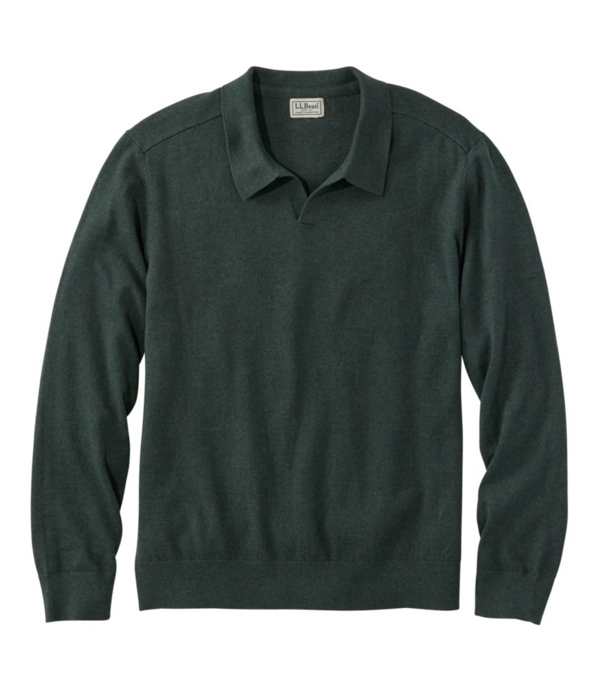 Men's All Seasons Cotton Blend Sweater, Long-Sleeve Polo - US 6055