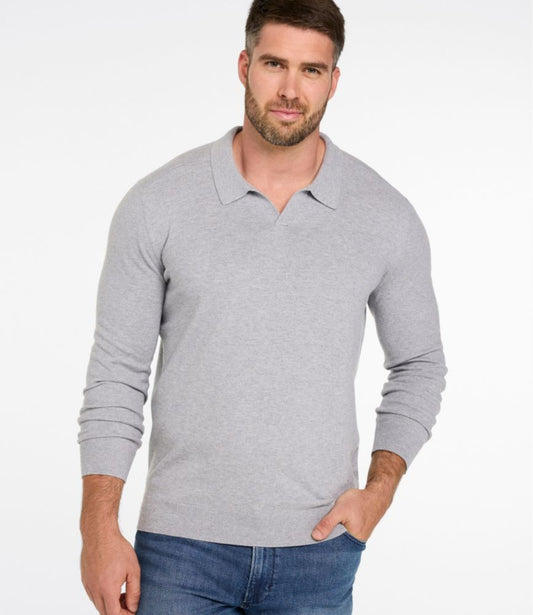 Men's All Seasons Cotton Blend Sweater, Long-Sleeve Polo - US 9794