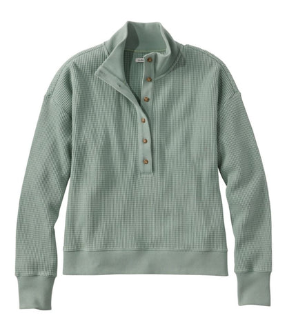 Women's Sunwashed Waffle Top, Mockneck Henley - US 0302