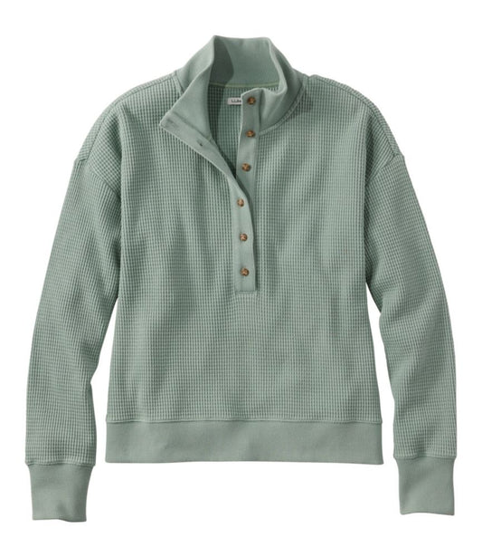 Women's Sunwashed Waffle Top, Mockneck Henley - US 0302