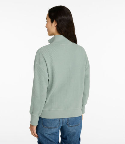 Women's Sunwashed Waffle Top, Mockneck Henley - US 0302