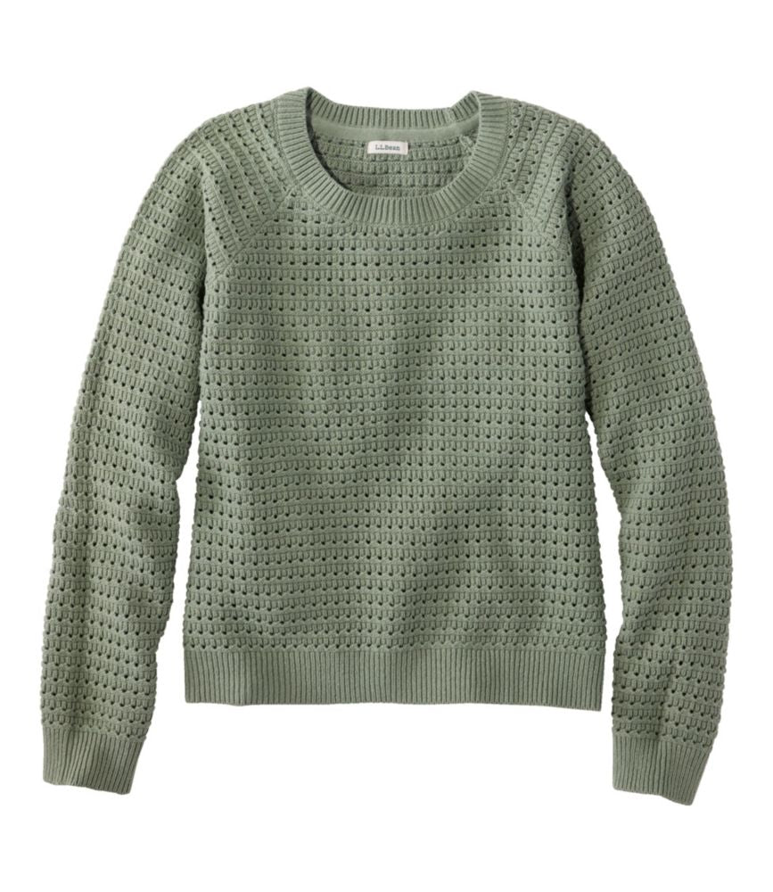 Women's Sunwashed Openwork Sweater, Crewneck - US 2357