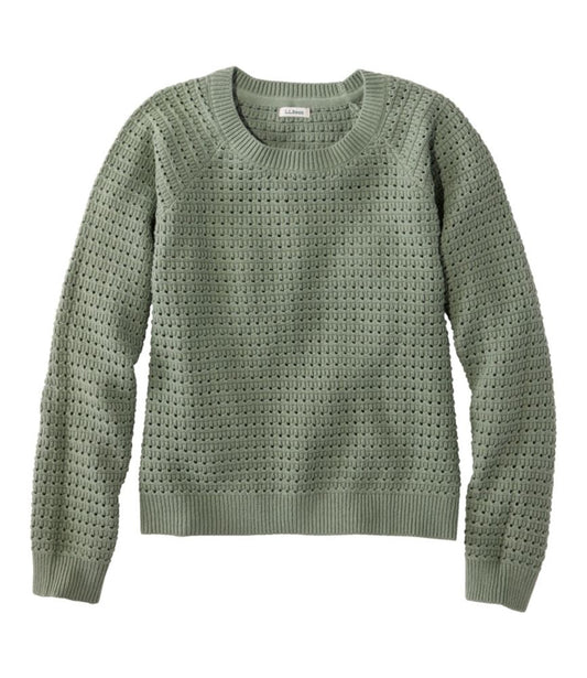 Women's Sunwashed Openwork Sweater, Crewneck - US 2357