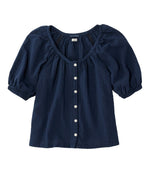 Women's Bean's Seacoast Seersucker Scoopneck Shirt - US 4744