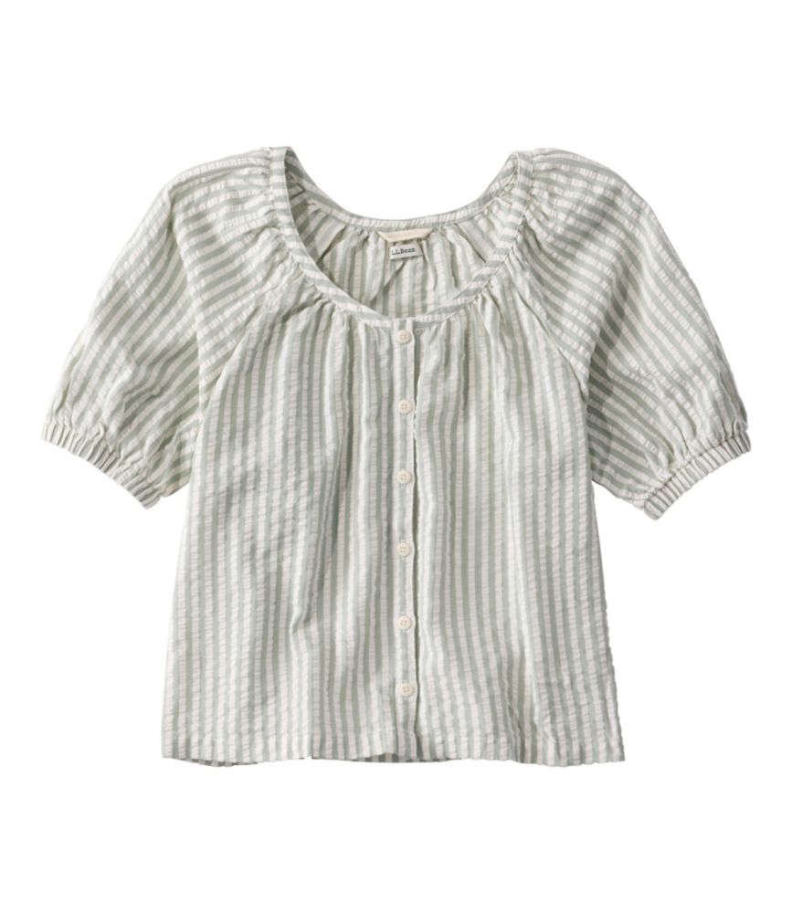 Women's Bean's Seacoast Seersucker Scoopneck Shirt - US 7810