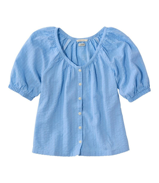 Women's Bean's Seacoast Seersucker Scoopneck Shirt - US 3223