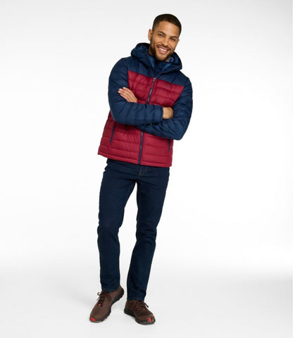Men's Access Down Hooded Puffer, Colorblock - US 7293