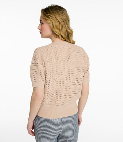 Women's Sunwashed Openwork Sweater, Short-Sleeve Henley - US 1992