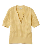 Women's Sunwashed Openwork Sweater, Short-Sleeve Henley - US 9297
