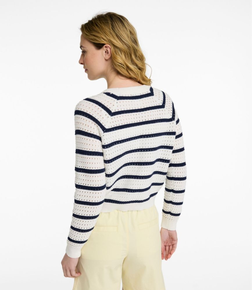 Women's Sunwashed Openwork Sweater, Crewneck Stripe - US 6257