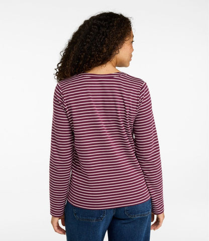 Women's L.L.Bean Tee, Long-Sleeve Splitneck Stripe - US 8074