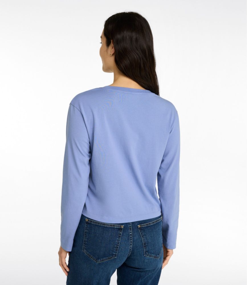 Women's Sunwashed Tee, Long-Sleeve Cropped Boxy Henley - US 4233