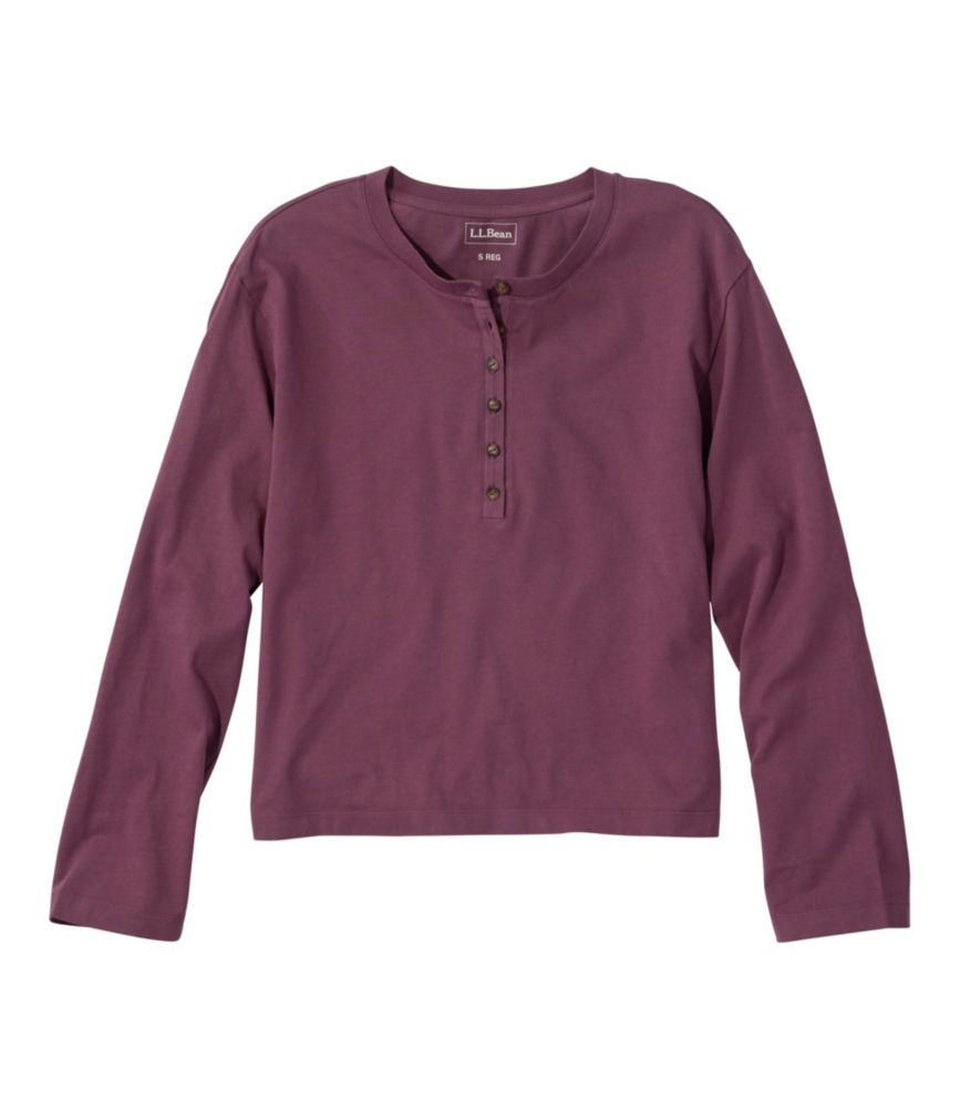 Women's Sunwashed Tee, Long-Sleeve Cropped Boxy Henley - US 3918