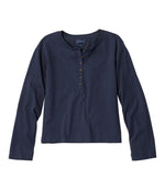Women's Sunwashed Tee, Long-Sleeve Cropped Boxy Henley - US 3935
