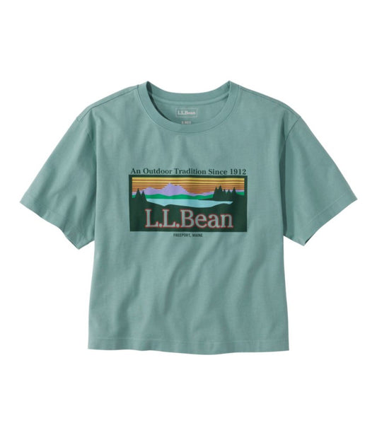 Women's Mountain Classic Tee, Short-Sleeve Cropped Boxy Crewneck Logo - US 3503