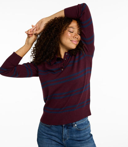 Women's Essential Merino Wool Sweater, Polo Stripe - US 8459