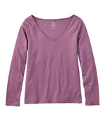 Women's Pima Cotton Tee, Long-Sleeve Open V-Neck - US 6261